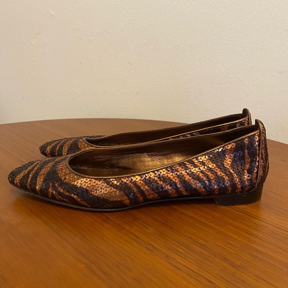 Manolo Blahnik Sequined Pointed Toe Flats - image 1